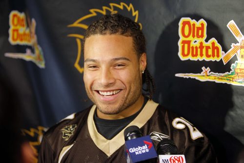 The Smittys Bison Sports weekly press conference. Bison football  running back/kick returner Kienan LaFrance. BORIS MINKEVICH / WINNIPEG FREE PRESS  Sept. 16, 2014