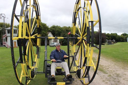 The gravity wheel, one of Albert Thompson's inventions, will be up for auction on Oct. 4 near Ste. Rose du Lac. BILL REDEKOP/WINNIPEG FREE PRESS Sept 16,2014