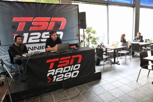 TSN radio hosts at the Winnipeg Free Press NewsCafe Wednesday afternoon.  140917 September 17, 2014 Mike Deal / Winnipeg Free Press