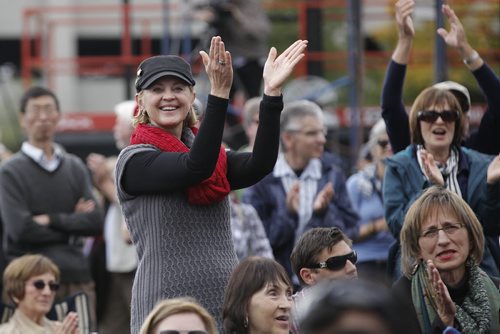 September 21, 2014 - 140921  -  Fans cheer on erformers at Rights Fest in Winnipeg Sunday, September 21, 2014. John Woods / Winnipeg Free Press