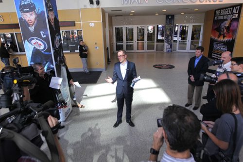 Tour of the renovations done off season at the MTS Centre where the Winnipeg Jets play. Tour guide and VP of Venues and Entertainment Kevin Donnelly.  BORIS MINKEVICH / WINNIPEG FREE PRESS  Sept. 22, 2014