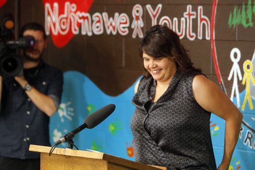 MB govt and City support expansion of drop in centre for youth at Ndinawe on Selkirk Ave.   Ndinawe executive director Tammy Christensen talks at the announcement. BORIS MINKEVICH / WINNIPEG FREE PRESS  Sept. 23, 2014