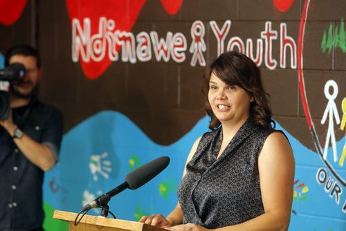 MB govt and City support expansion of drop in centre for youth at Ndinawe on Selkirk Ave.   Ndinawe executive director Tammy Christensen talks at the announcement. BORIS MINKEVICH / WINNIPEG FREE PRESS  Sept. 23, 2014