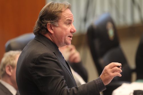 Councillor Swandel brings up an issue to city councillors during session at City Hall on his last day sitting in council Wednesday.    Sept 24,  2014 Ruth Bonneville / Winnipeg Free Press