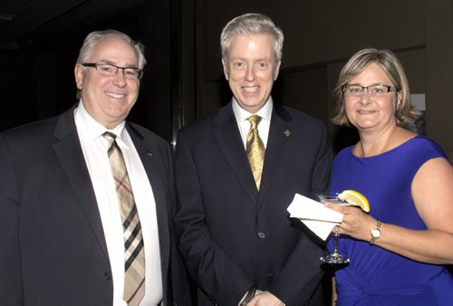 JOHN JOHNSTON / WINNIPEG FREE PRESS  Social Page for Sept. 27th 2014  Daffodil Gala ÄìRBC Convention Centre (L-R) John Douglas, Mark McDonald (Executive Director, Canadian Cancer Society Manitoba Division), Darlene Douglas Photo Credit - Jean McManus