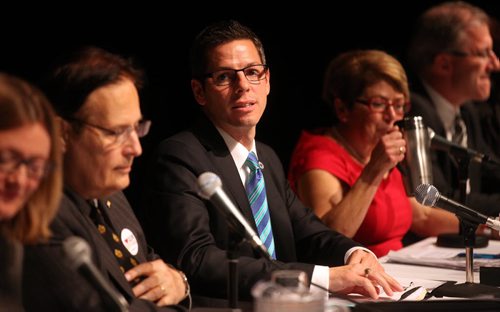 Brian Bowman at a Mayoral forum on the arts Friday. See story.  September 26, 2014 - (Phil Hossack / Winnipeg Free Press)