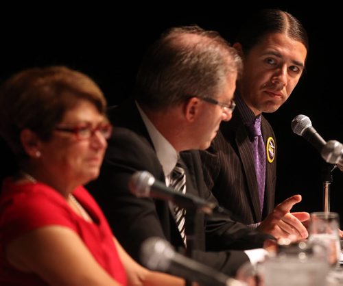 Robert-Falcon Ouellette, at a Mayoral forum on the arts Friday. See story.  September 26, 2014 - (Phil Hossack / Winnipeg Free Press)