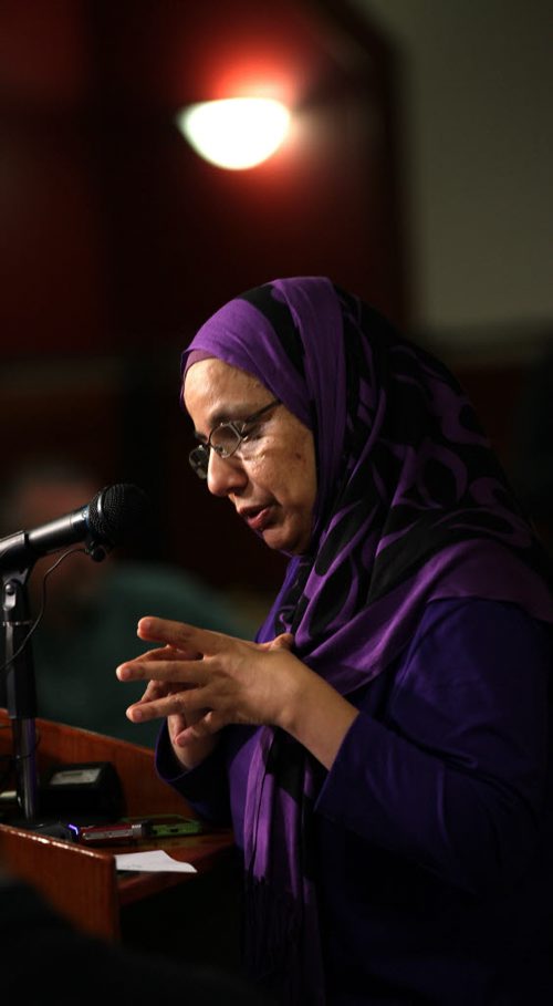 Shahina Siddiqui, President of Islamic Social Services speaks at a press conference as RCMP and Islamic groups launch a new handbook to combat terrorism Monday afternoon. See Alex Paul's story. September 29, 2014 - (Phil Hossack / Winnipeg Free Press)