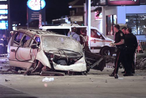 September 29, 2014 - 140929  -  Police and emergency personnel attend an MVC on Ellice at Milt Stegal Way Monday, September 29, 2014. John Woods / Winnipeg Free Press