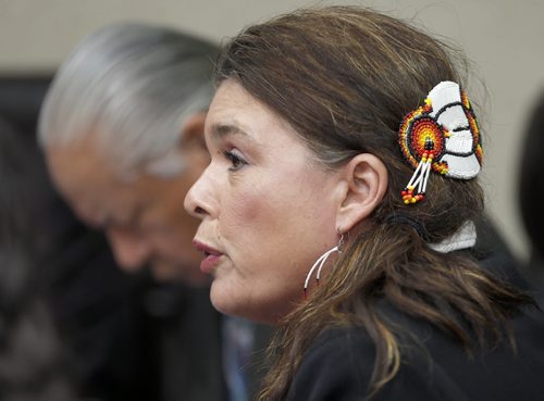 Charlene Gladu talks about current  conditions  children in care face.. Assembly of Manitoba Chiefs  release it's own report on Child and Family Services , their Bring Our Children Home  Report  . SEPT  30 2014 / KEN GIGLIOTTI / WINNIPEG FREE PRESS