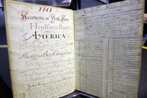York Factory accounting book  circa 1714-1715 part of the Hudsons Bay Company collection at Manitoba Archives.-See Murray McNeil story- Sept 30, 2014   (JOE BRYKSA / WINNIPEG FREE PRESS)