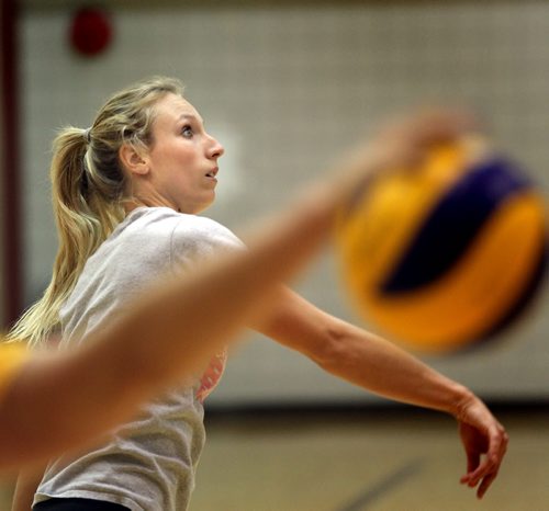 Rachel Cockrell at a team workout Wednesday afternoon at the U of M's Investors Group Athletic Centre. See story. October 30, 2014 - (Phil Hossack / Winnipeg Free Press) University of Manitoba bison women's volleyball