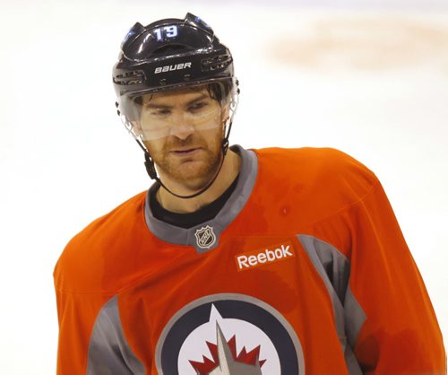 Jets practice at MTS Centre. Jets #19 JIM SLATER. BORIS MINKEVICH / WINNIPEG FREE PRESS Oct. 3, 2014