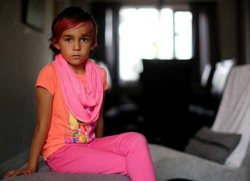 Isabella Burgos, 8, a transgendered youth who is being bullied at her school by a parent of another student. Friday, October 3, 2014. (TREVOR HAGAN/WINNIPEG FREE PRESS)