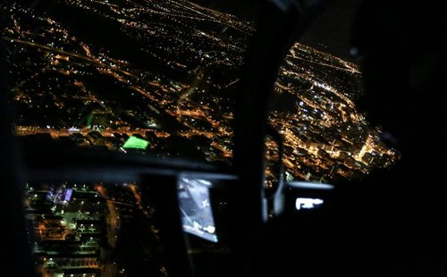 View from aboard Winnipeg Police Services Air 1 helicopter.  140818 - Monday, August 18, 2014 - (Bruce Owen / Winnipeg Free Press)