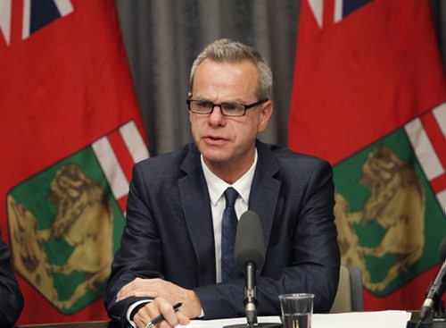 Advanced Learning Minister James Allum at a news conference  re: Closing the Achievement Gap: Success for Every Student, an action plan in response to Pan-Canadian Assessment Program. Nick Martin Wayne Glowacki/Winnipeg Free Press Oct. 7 2014
