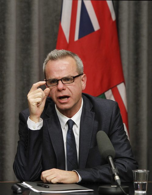 Advanced Learning Minister James Allum at a news conference  re: Closing the Achievement Gap: Success for Every Student, an action plan in response to Pan-Canadian Assessment Program. Nick Martin Wayne Glowacki/Winnipeg Free Press Oct. 7 2014