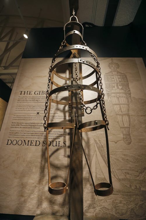 ENT. Gibbet was used to discourage piracy .  Underwater explorer Barry Clifford who found the sunken ship that is the focus of the Manitoba Museum exhibition Real Pirates: The Untold Story of the Whydah from Slave Ship to Pirate Ship opening Oct. 17. Oct. 9 2014 / KEN GIGLIOTTI / WINNIPEG FREE PRESS