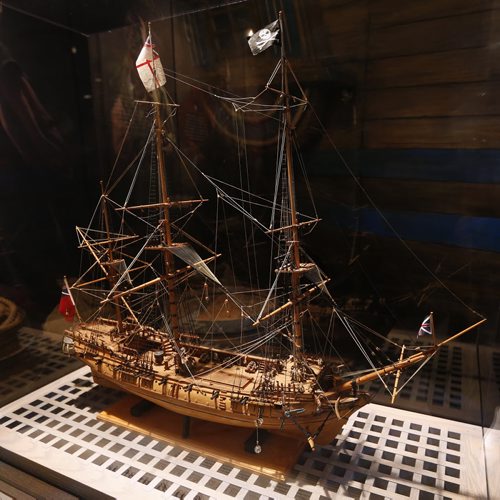 model of the pirate ship Whydah  .ENT.   Underwater explorer Barry Clifford who found the sunken ship that is the focus of the Manitoba Museum exhibition Real Pirates: The Untold Story of the Whydah from Slave Ship to Pirate Ship opening Oct. 17. Oct. 9 2014 / KEN GIGLIOTTI / WINNIPEG FREE PRESS