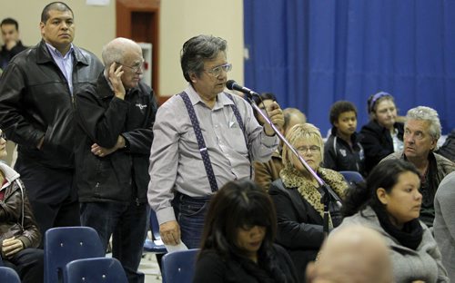 Daniel McIntyre Ward All Candidates Forum: Community Safety. Held at the Magnus Elliason Recreation Centre, 430 Langside. People ask questions to the candidates. Mary Agnus story. BORIS MINKEVICH / WINNIPEG FREE PRESS October 9, 2014