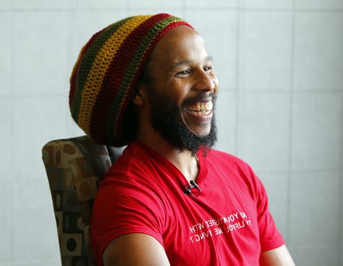 Ziggy Marley is interviewed by Geoff Kirbyson at the Radisson Hotel in Downtown Winnipeg. Marly plays the Burton Cummings Theatre this evening. BORIS MINKEVICH / WINNIPEG FREE PRESS October 3, 2014