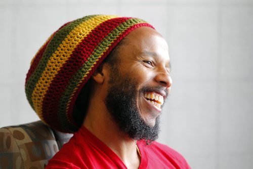 Ziggy Marley is interviewed by Geoff Kirbyson at the Radisson Hotel in Downtown Winnipeg. Marly plays the Burton Cummings Theatre this evening. BORIS MINKEVICH / WINNIPEG FREE PRESS October 3, 2014