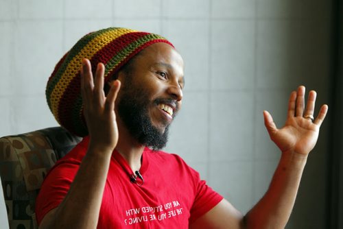 Ziggy Marley is interviewed by Geoff Kirbyson at the Radisson Hotel in Downtown Winnipeg. Marly plays the Burton Cummings Theatre this evening. BORIS MINKEVICH / WINNIPEG FREE PRESS October 3, 2014