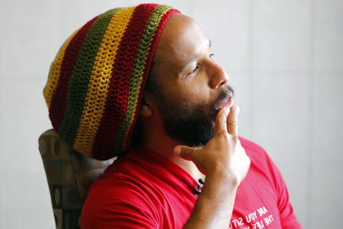 Ziggy Marley is interviewed by Geoff Kirbyson at the Radisson Hotel in Downtown Winnipeg. Marly plays the Burton Cummings Theatre this evening. BORIS MINKEVICH / WINNIPEG FREE PRESS October 3, 2014