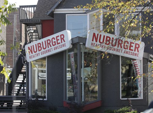 The Nuburger on Stradbrook Ave.  Story about this burger joint that changed its name to unconfuse some customers. It sells beef, chicken and bison burgers (and veggie burgers) but it's not a vegan restaurant. Geoff Kirbyson  story. Wayne Glowacki/Winnipeg Free Press Oct. 10 2014