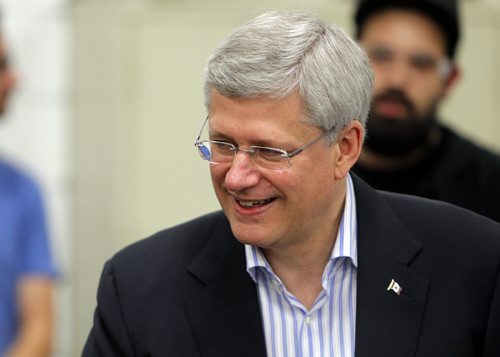 Prime Minister Stephen Harper at photo opportunity at Manitoba Institute of Trades and Technology  Henlow Campus, 130 Henlow Bay. BORIS MINKEVICH / WINNIPEG FREE PRESS October 10, 2014