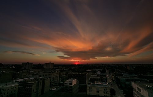 The sun sets in September over the west Exchange District. For City Beautiful book 140915 - Monday, September 15, 2014 - (Melissa Tait / Winnipeg Free Press)