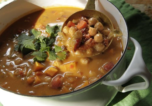 Food Front Tomato and Peanut Soup with Sweet Potato and Chickpeas. Alison Gillmor story Wayne Glowacki/Winnipeg Free Press Oct. 14 2014