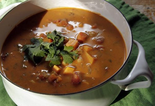 Food Front Tomato and Peanut Soup with Sweet Potato and Chickpeas. Alison Gillmor story Wayne Glowacki/Winnipeg Free Press Oct. 14 2014
