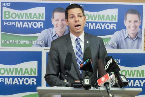 Brian Bowman held a media conference at his campaign headquarters to repeat promises he made earlier in his run for mayor to change the culture and perception of Winnipeg's City Hall. 131014 - Tuesday, October 14, 2013 -  (MIKE DEAL / WINNIPEG FREE PRESS)