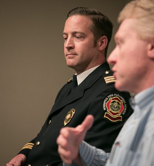 Acting Assistant Chief Tom Wallace, WFPS, speaks to media Tuesday afternoon in response to local firefighter's union concerns about Ebola preparation.  141014 - Tuesday, October 14, 2014 - (Melissa Tait / Winnipeg Free Press)