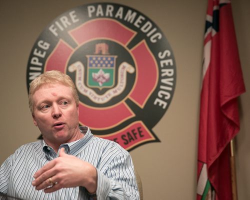 Dr. Rob Grierson, Medical Director, WFPS speak to media Tuesday afternoon in response to local firefighter's union concerns about Ebola preparation.  141014 - Tuesday, October 14, 2014 - (Melissa Tait / Winnipeg Free Press)