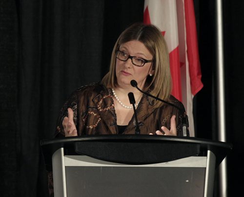 Mayoral candidate Paula Havixbeck during the debate at the Winnipeg Chamber of Commerce luncheon Thursday.Aldo Santin Story.Wayne Glowacki / Winnipeg Free Press Oct.16 2014