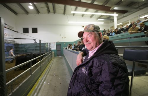 Biz: Anola farmer Tom Fryza is all smiles as he waits to see his cattle get auctioned off at Winnipeg Livestock Sales, just north of the perimeter  Friday. Story: Higher price of cattle and how thats affecting Canadian/Manitoba producers and price of beef in stores. Story by Randy Turner Oct 17,  2014 Ruth Bonneville / Winnipeg Free Press