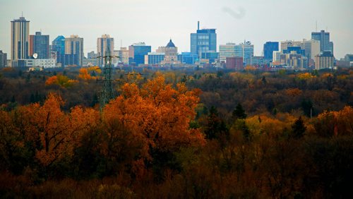 Fall colours in Winnipeg, as seen from on top of Investors Group Field, Saturday, October 18, 2014. (TREVOR HAGAN/WINNIPEG FREE PRESS)