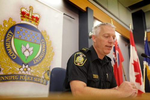 Constable Eric Hofley makes grim announcement to the media at PSB about the remains of 4 infant babies being found in a storage locker at in Winnipeg Tuesday morning.   Oct 21,  2014 Ruth Bonneville / Winnipeg Free Press
