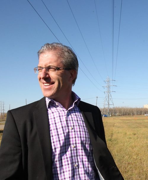 Mayoral candidate Gord Steeves did his last news conference of the campaign back on the Parker land- He made it clear that he would kill the second leg of BRT-See Mary Agnes Welch story - Oct 21, 2014   (JOE BRYKSA / WINNIPEG FREE PRESS)