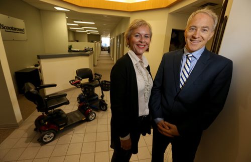 Lee Meagher, CEO, and Kerry Renaud, President, of Scootaround, Tuesday, October 21, 2014. (TREVOR HAGAN/WINNIPEG FREE PRESS) - for kirbyson story