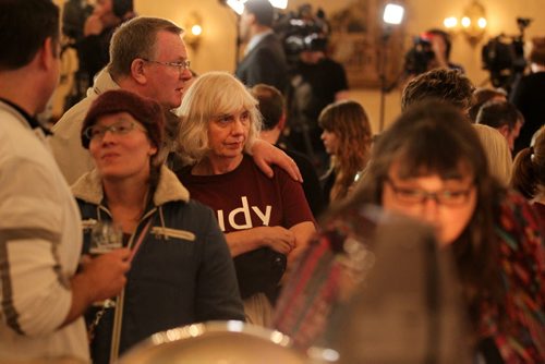 Supporters of Judy Wasylycia-Leis show their disappointment on their faces Wednesday night at the Fort Garry Hotel.   Oct 22,  2014 Ruth Bonneville / Winnipeg Free Press