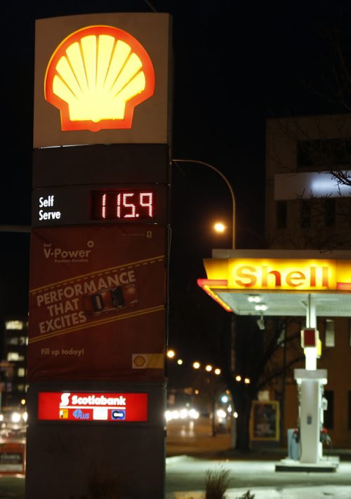 Stdup.Gasoline prices rise  115.9  again in the city up about 8 cents . Oct. 23 2014 / KEN GIGLIOTTI / WINNIPEG FREE PRESS
