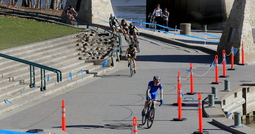 Participants in the Junior and Under 23 categories at the Canadian Cyclocross Championships on a course around The Forks, Saturday, October 25, 2014. (TREVOR HAGAN/WINNIPEG FREE PRESS)