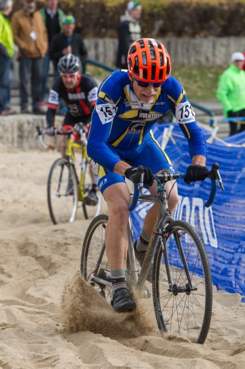 Ken Germaine from Edmonton, AB and team Juventus CC pedals through the grueling sand pit portion of the cycle-cross event being held at The Forks Sunday. 141026 - Sunday, October 26, 2014 -  (MIKE DEAL / WINNIPEG FREE PRESS)