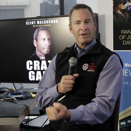 Clint Malarchuk, the former Buffalo Sabres goalie who suffered the most gruesome on-ice hockey injury when his throat was slashed during a game in 1989. Hes on a book tour talking about his battles inside and outside the crease. He was interviewed at the Winnipeg Free Press News Cafe Monday. Geoff Kirbyson  story  Wayne Glowacki/Winnipeg Free Press Oct.27  2014
