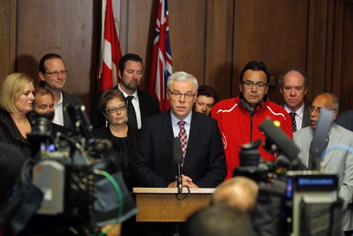 Premier Greg Selinger announced today that he has no intention of stepping down and plans to lead the NDP into the next provincial election.  BORIS MINKEVICH / WINNIPEG FREE PRESS October 28, 2014
