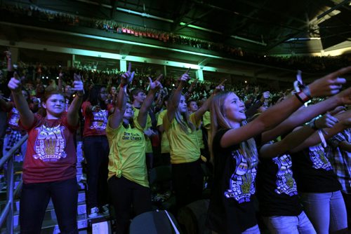 About 16,000 students attending the WE Day event Wednesda at the MTS Centre.  Nick Martin¤ story. Wayne Glowacki/Winnipeg Free Press Oct.29 ¤ 2014