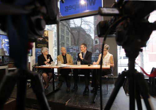 Provincial PC party leader Brian Pallister is interviewed by Free Press board Wednesday at the News Cafe.  Oct 29,  2014 Ruth Bonneville / Winnipeg Free Press